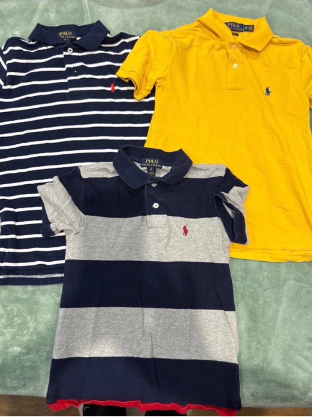 Polo by Ralph Lauren Kids Polo Shirt - Navy, Yellow, Gray Stripes